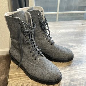 Lafayette 148 New York Fineley Cashmere & Wool Combat Boots size 38 women